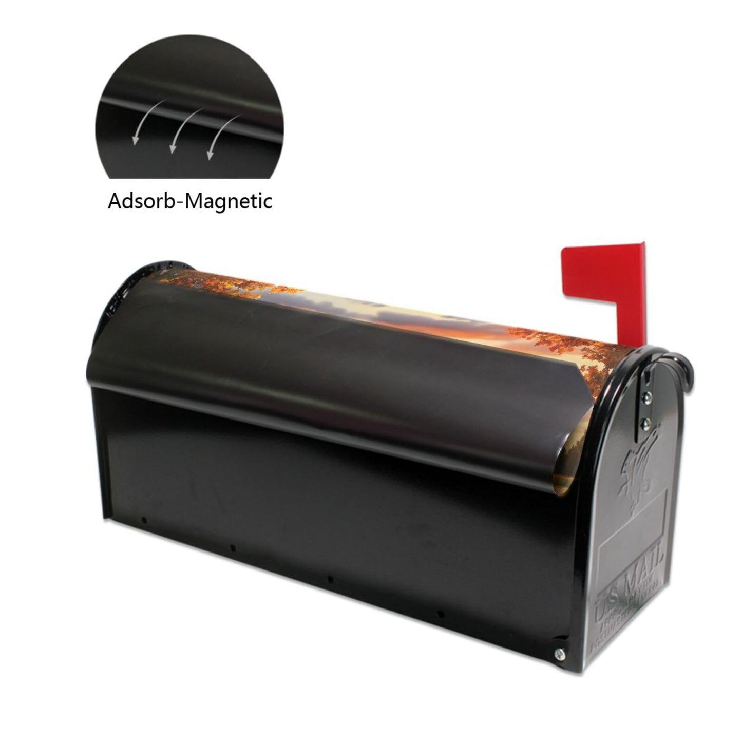 Red Truck Fall Autumn Field Magnetic Mailbox Cover MailWraps Garden Yard Home Decor for Outside Standard Size-18"x 20.8"