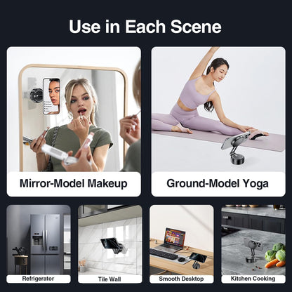Vacuum Suction Magnetic Car Phone Holder, Electric Magnetic Car Phone Holder Mount Foldable Adjustable Car Mount for iPhone12-16,Mirror/Glass/Screen/Smooth None Porous Surface (Not Charge Phone)