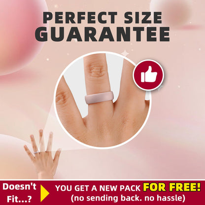 Egnaro 4/5/8 Variety Multipack Ergonomic Breathable Anniversary Rings, 6mm Wide - 2mm Thick Rubber Wedding bands women, silicone Rings Women with Half Size