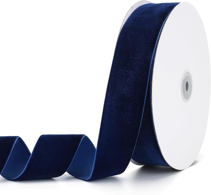 Navy Blue Velvet Ribbon 2" x 20Yd,Great for Gift Wrapping,Hair Bows Making, Wreaths,Wedding and Christmas Party Decoration (Navy Blue 2")