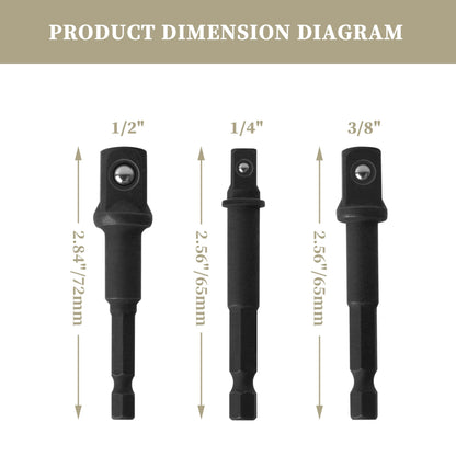 DW2541IR, DW2542IR, DW2547IR for De-Walt Socket Adapter Set, Impact Grade Socket Adapter Set,1/4", 3/8", 1/2" Drive Drill (3pcs)