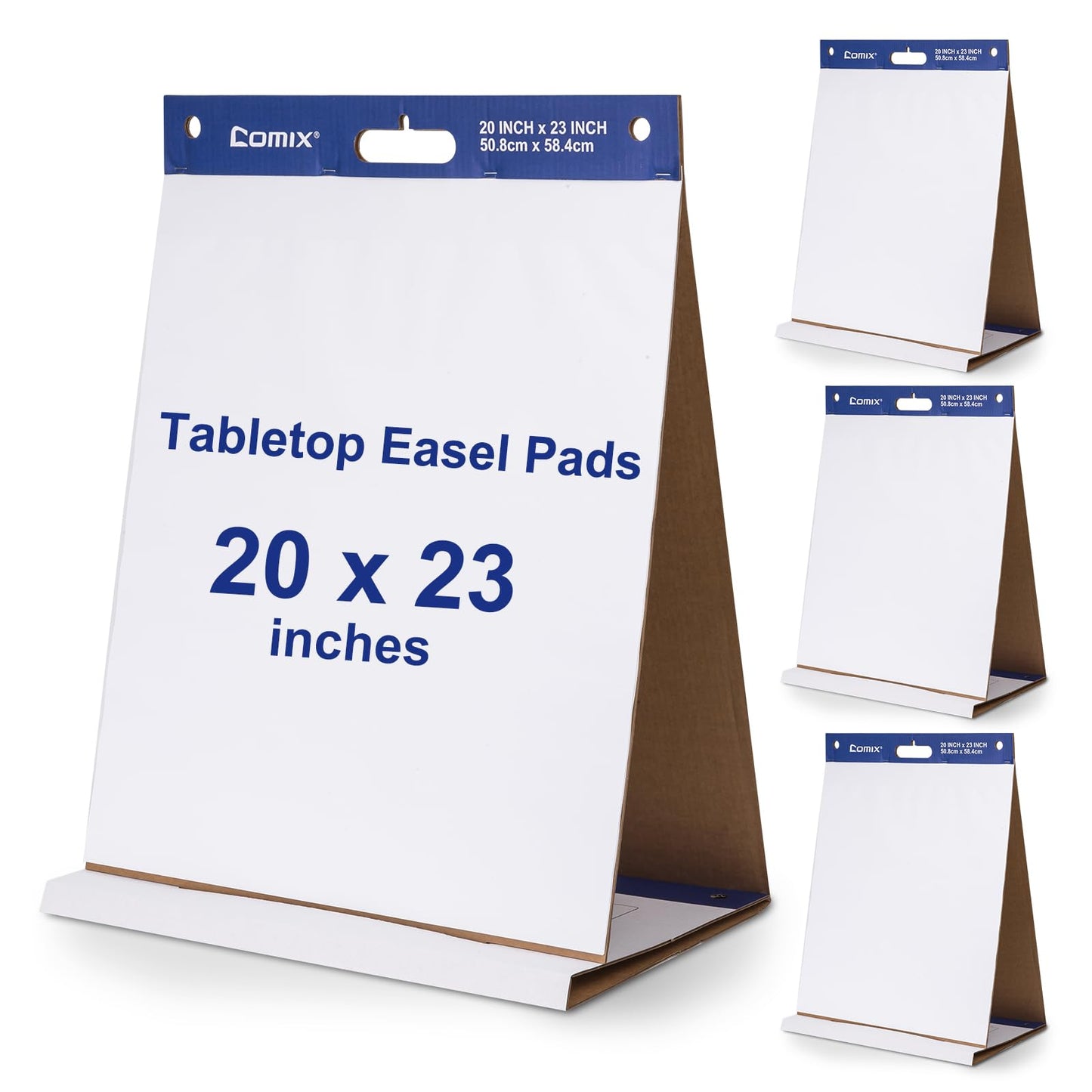 Comix Sticky Portable Tabletop Easel Pads, 20 x 23 Inches Flip Chart Paper for Teachers, Students, Businessmen, Office Workers, 20 Sheets/Pad, 4 Pads/Pack