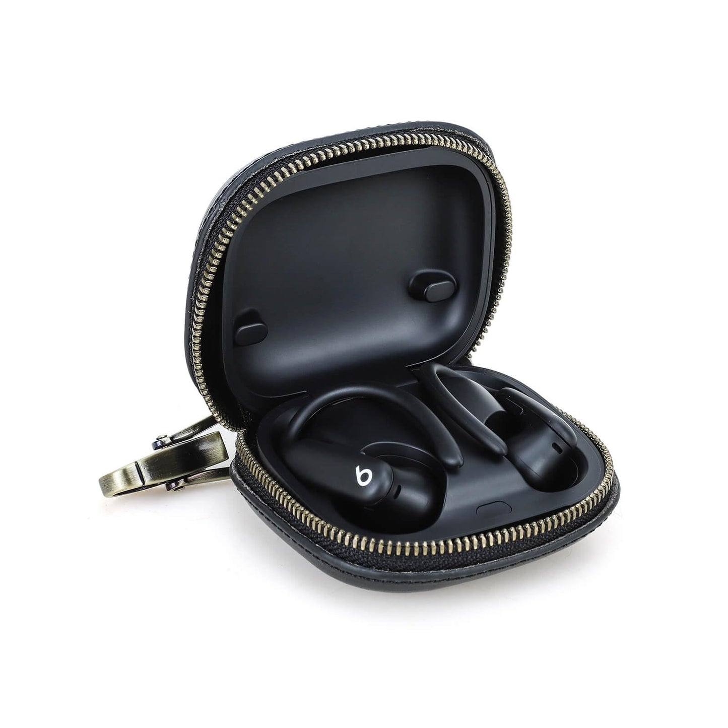 Hiram Leather Case Replacement for Beats Powerbeats Pro 2 2025,Vegetable-Tanned Cowhide Leather‌ Portable Travel Headphone Case Compatible with Powerbeats Pro 2 Charging(Black)