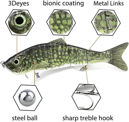 10-Inch Multi-Jointed Swimbait Fishing Lures - 4-Segment Giant Sinking Bass Crankbaits with Treble Hook