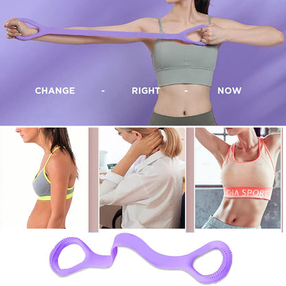 Kvittra Figure 8 Fitness Resistance Band, Arm|Back Training Elastic Ropes - Pure Barre Workout Chest Arm and Shoulder Stretch Bands Exercise Equipment for Physical Therapy,Yoga,Pilates, Stretching