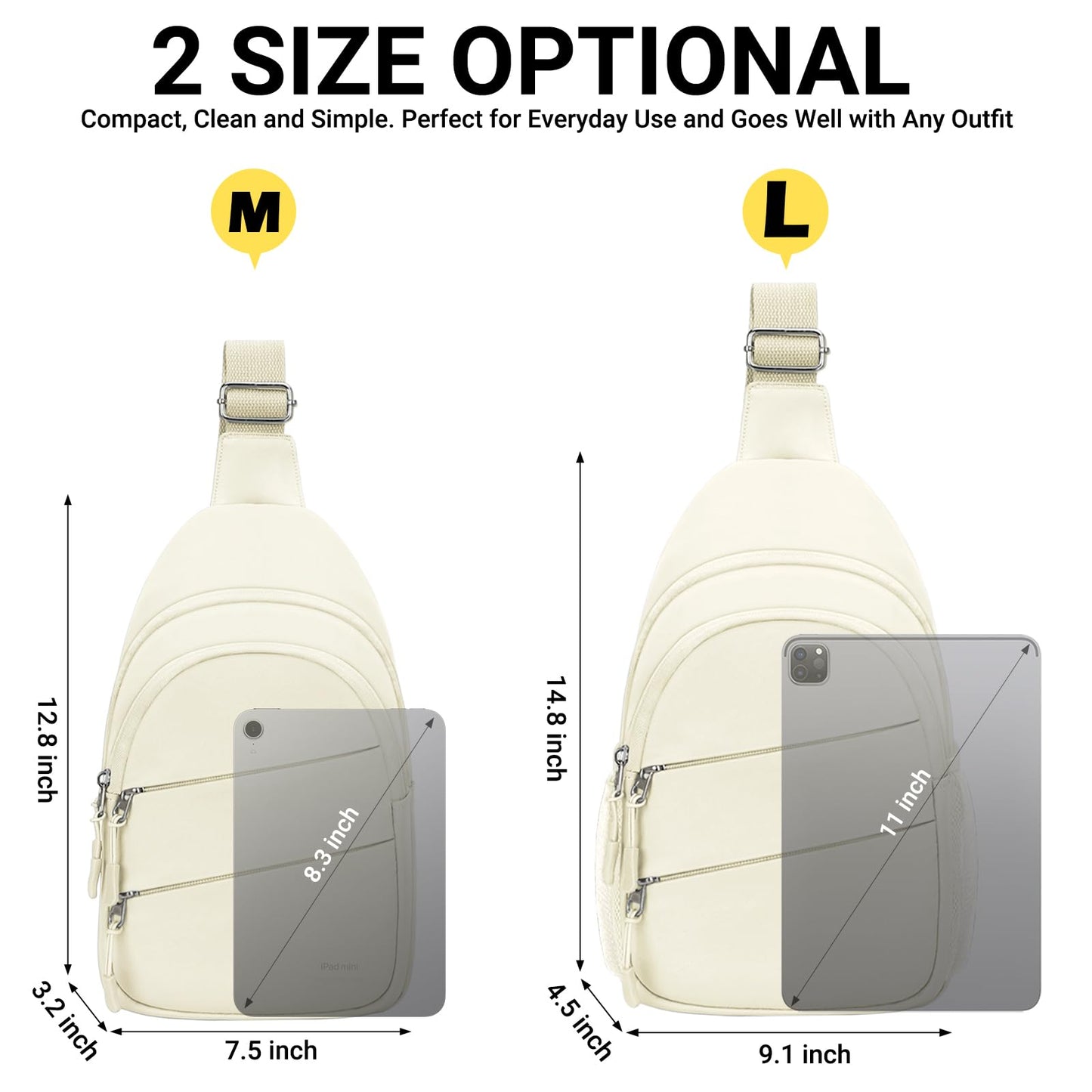 Tuwubi Crossbody Bags for Women, Sling Bag for Men, Small Hiking Backpack Anti Theft Lightweight for Outdoors Travel (M, Beige)