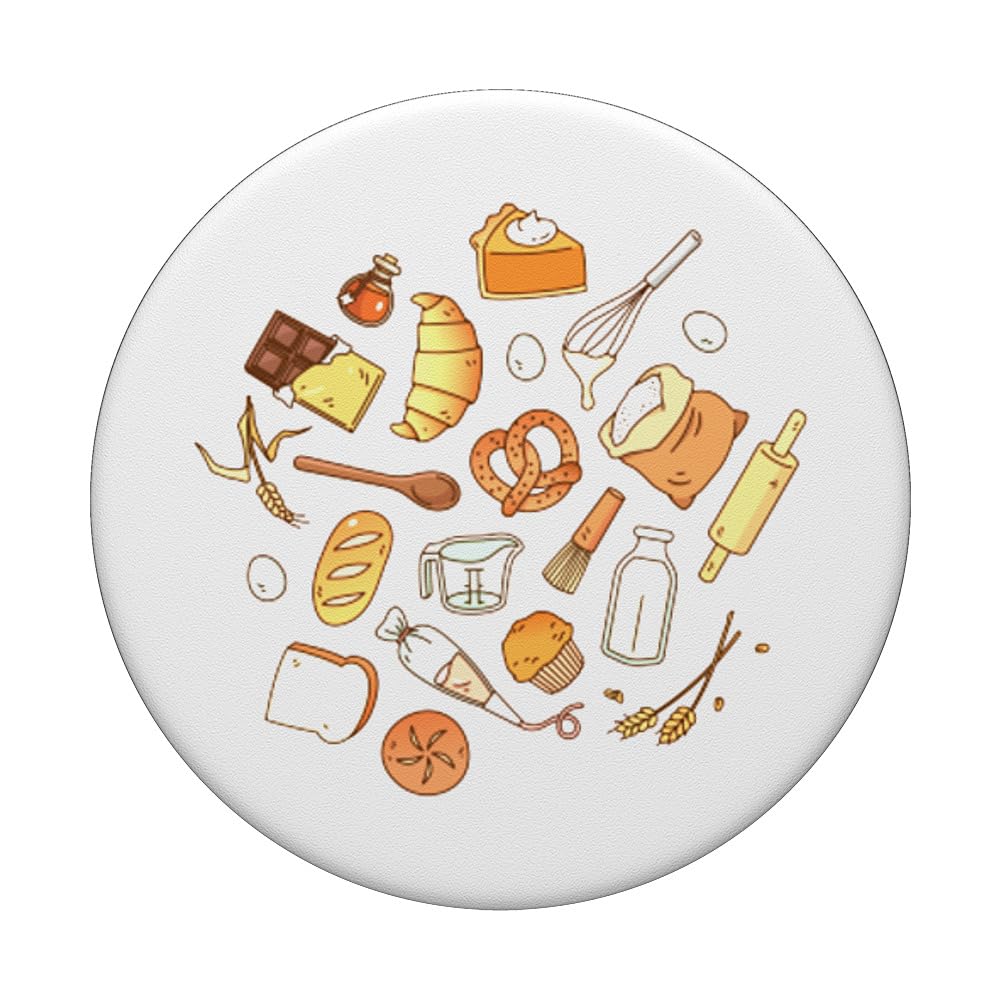 Cooking Food Utensils Baking Tools Cute Pattern Pastry Chef PopSockets Adhesive PopGrip