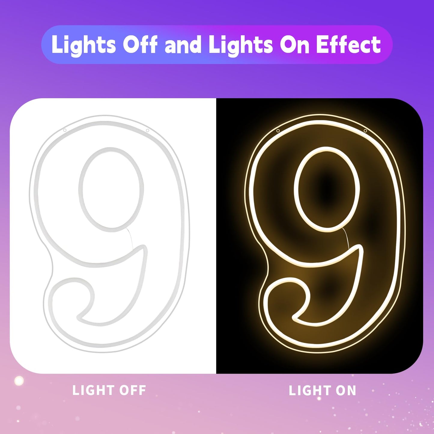 RUMONZS LED Acrylic Light up Number, Decorative Transparent Light up Letters USB Powered Big Number Sign Light for Birthday, Night Light, Party, Anniversary, Christmas, Home Decor, Wedding 11.8'' (number9)