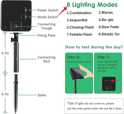 2 Pack 480 LED Solar Chrismas Lights Outdoor, 170 FT Super Long Solar String Lights for Outside with 8 Modes & Memory Function, Waterproof Twinkle Light for Xmas Tree Party Decorations (Red and Green)