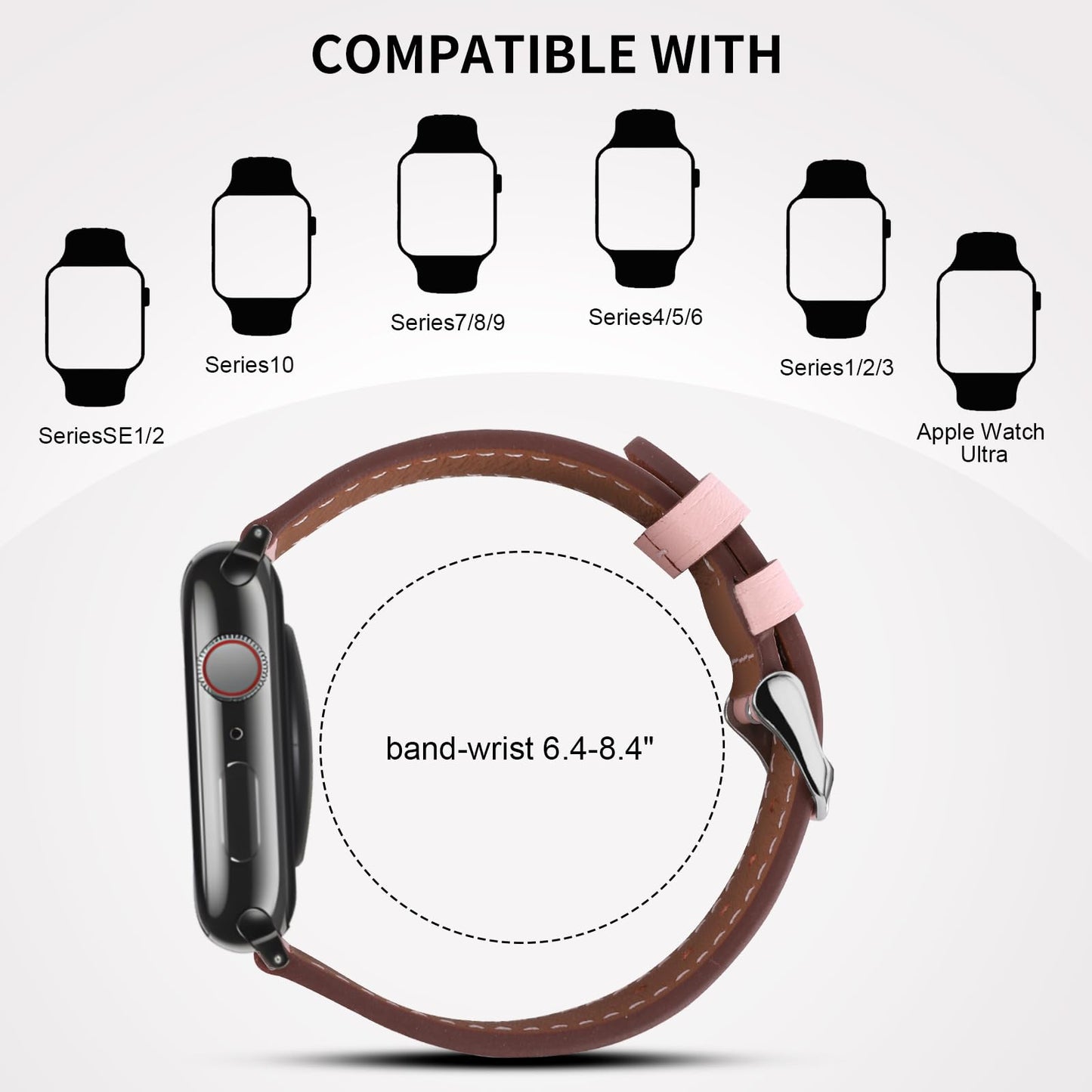 Italy Genuine Leather Bands Women Men Compatible with Apple Watch 38mm 41mm 40mm 42mm 44mm 45mm 46mm 49mm, iWatch Straps Smartwatch Replacement Band for Ultra SE 3/2/1 Series 11 10 9 8 7 6 5 4 3 2 1