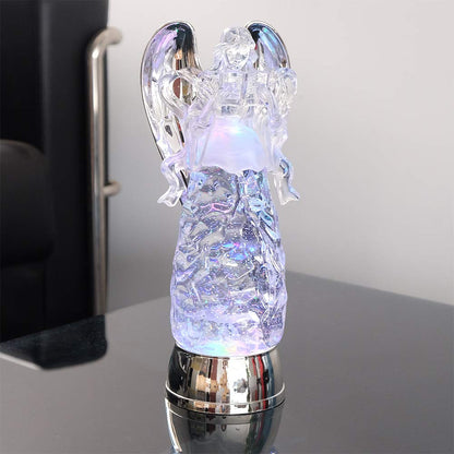 Wondise Color Changing Snow Globe Water Lamp with 6 Hour Timer, 11 Inches LED Lights Battery Operated Swirling Glitter Christmas Home Decor (Angel Reading Figurine)