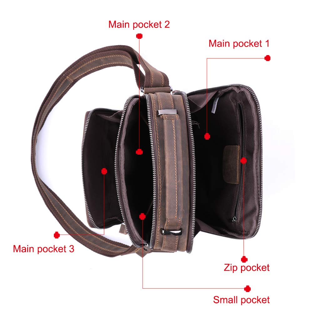 POPBOBZHUO Men’s Leather Messenger Bag for business Man’s Purse Top layer Cowhide Crossbody Shoulder bag for man