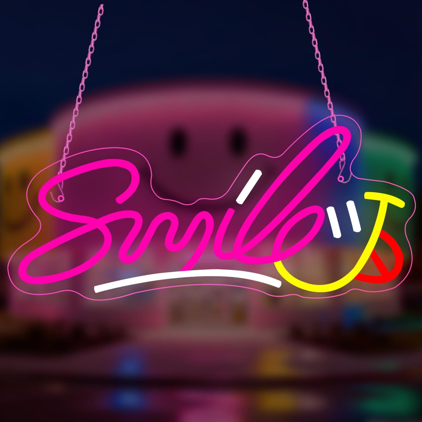 Smile Neon Sign, LED Light up Signs for Bedroom Bar Home Shop Game Room Kids Room Dental Clinic Decor, Gift for Christmas, Birthday
