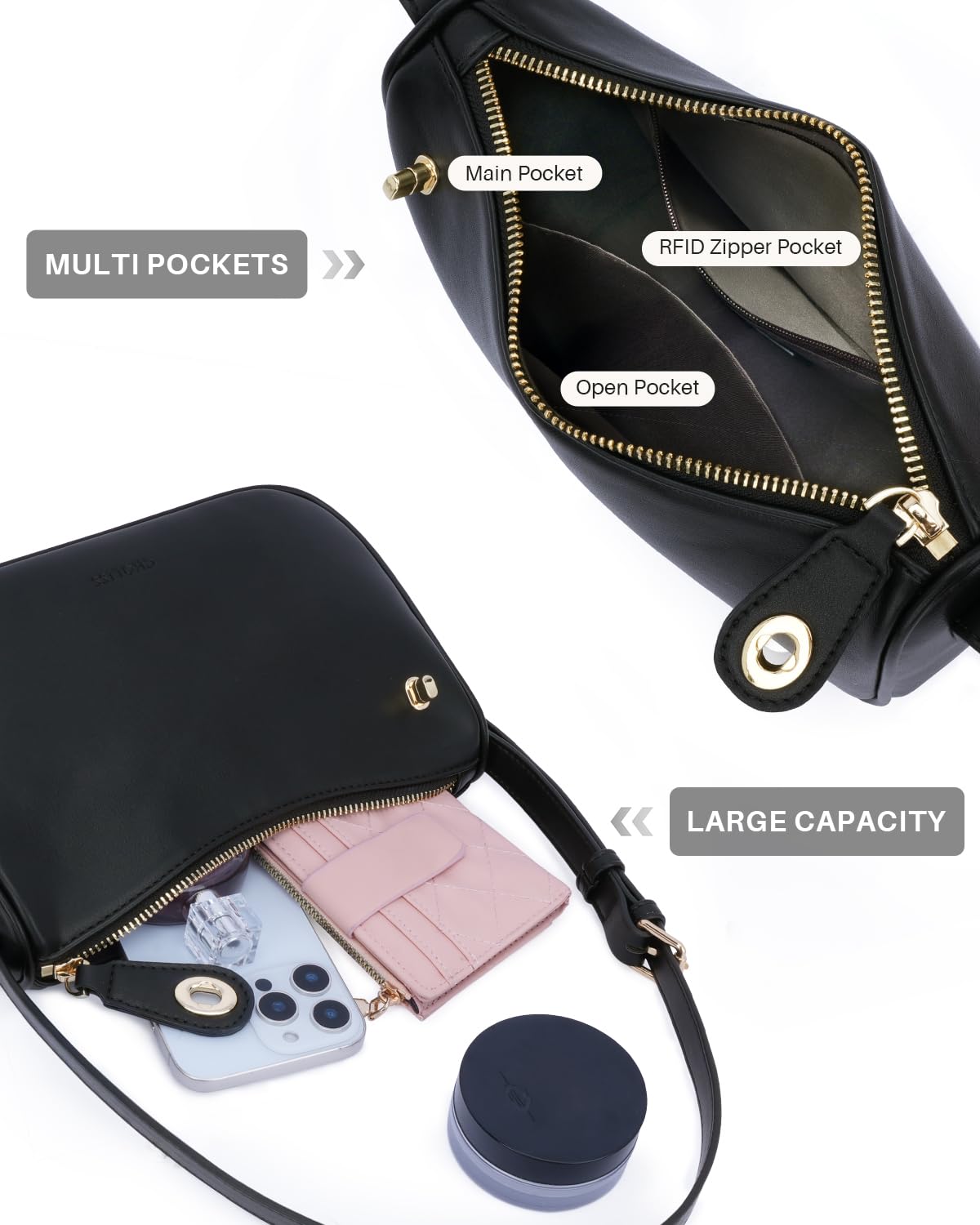 CHOLISS Shoulder Bag for Women, RFID Anti-Theft Crossbody Bags for Women, Vegan Leather Purse Handbags with Zipper Closure