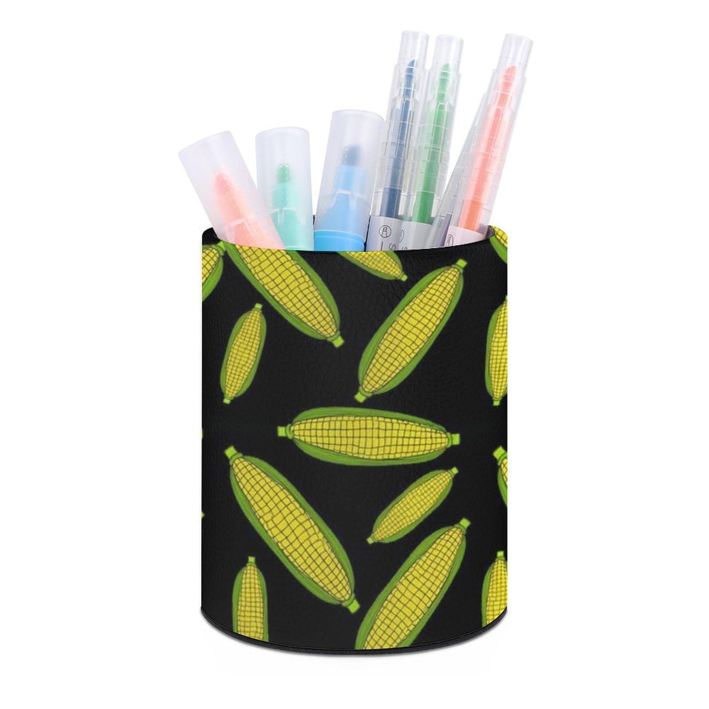 UTRSIFB Pen Holder Leather Pencil, Holder Cup Makeup Brush Storage Organizer, Waterproof Multifunctional Office Supplies Corn
