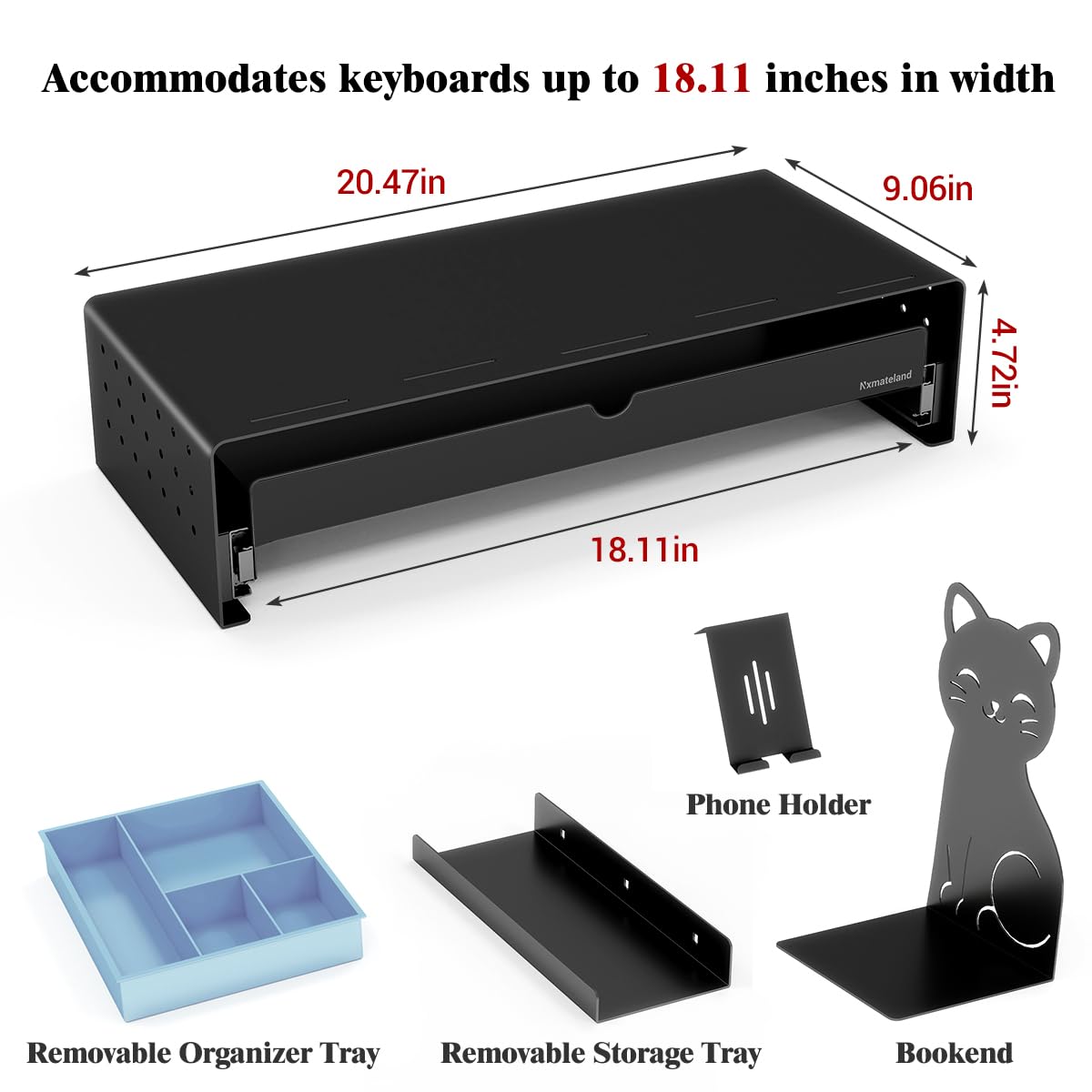 Nxmateland Heavy Duty Metal Monitor Stand, Strong Support Desk Organizer with Storage Shelf, Ergonomic Riser for Computer, Laptop & Printer, Space-Saving Desktop Organizer for Office Home