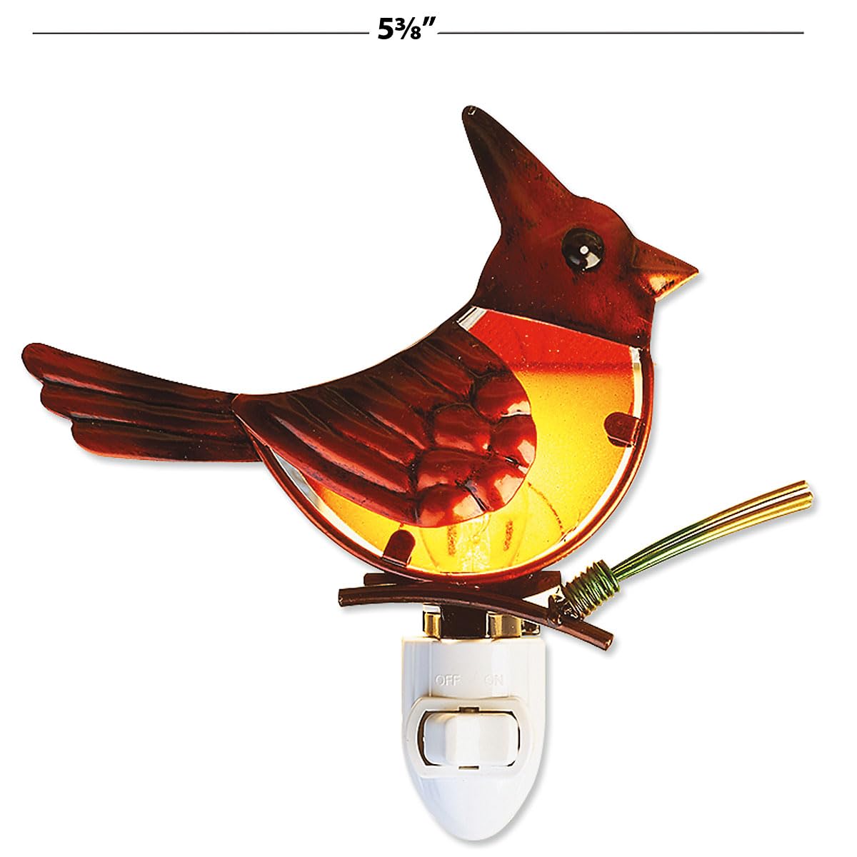 Current Cardinal Christmas Night Light - Holiday Plug Into Wall Nightlight, 5" Tall Stained Glass, Holiday Decorations, Christmas Home Décor