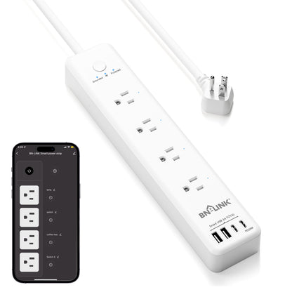 BN LINK Smart Plug Power Strip，Surge Protector with 6 Individually Controlled Smart Outlets, 4 USBs (incl. 20W USB-C), Compatible with Alexa and Google Home