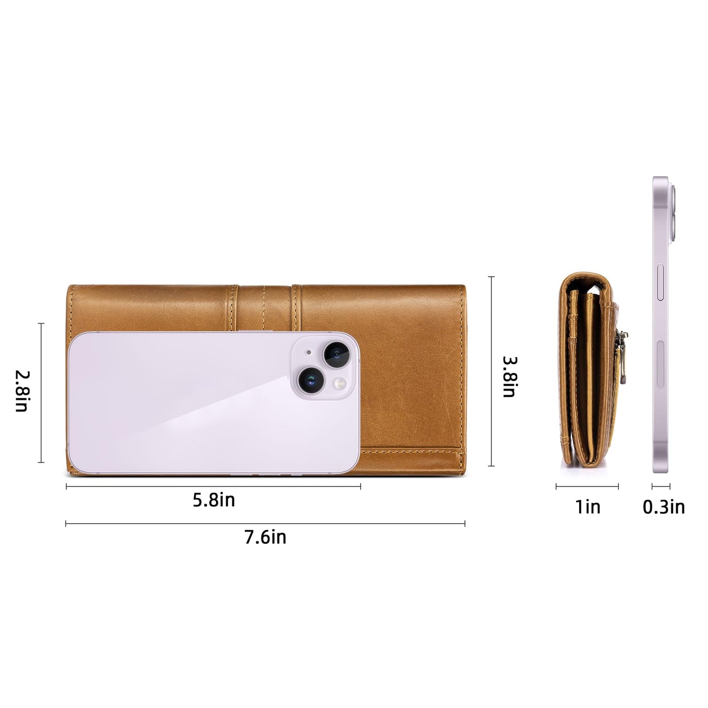 SCHLATUM Wallets for Women RFID Blocking Long Ladies Wallet Bifold Womens Leather Wallet with Coin Pocket ID Window, Brown