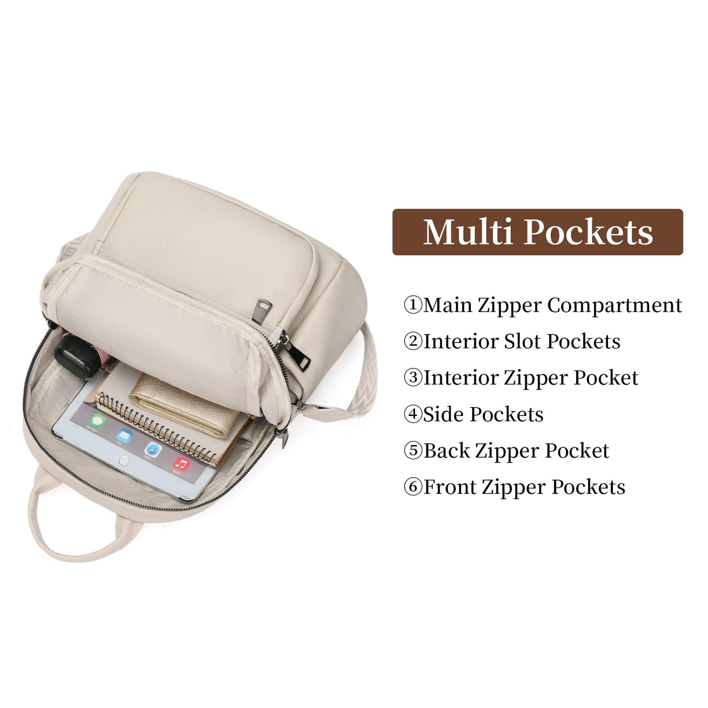 GAEKEAO Mini Backpack for Women Fahsion Vegan Leather Backpack Lightweight Ladies Shoulder Bag Small Travel Purses Daily