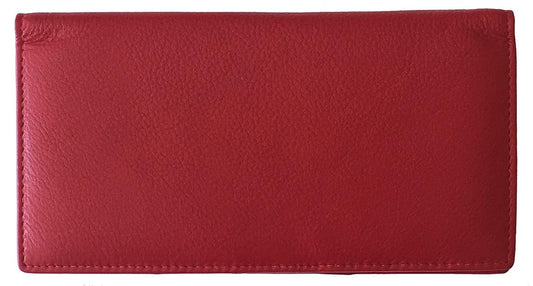 123 Cheap Checks Red RFID Leather Checkbook Cover With Credit Card Slots and Pen Holder