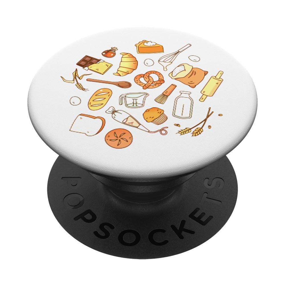 Cooking Food Utensils Baking Tools Cute Pattern Pastry Chef PopSockets Adhesive PopGrip