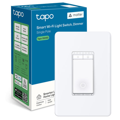 TP-Link Tapo Matter Smart Light Switch: Voice Control w/Siri, Alexa & Google Home | UL Certified | Timer & Schedule | Easy Guided Install | Neutral Wire Required | Single Pole | Tapo S505(2-Pack)