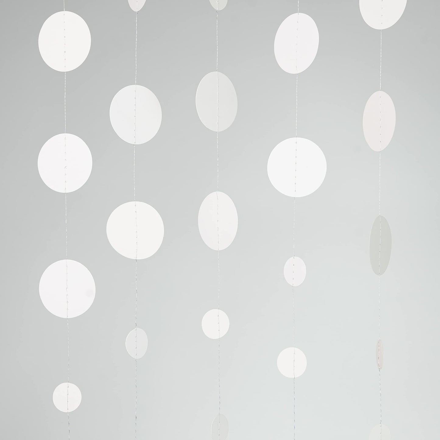 Cheerland White Circle Dot Hanging Snow Garland Snowflake Party Decoration Winter Wonderland Christmas Backdrop Bridal Shower Decoration Paper Streamer for Baby Showers and Weddings Ceiling
