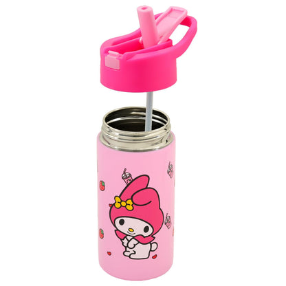 My Melody Stainless Steel Water Bottle for Girls - Bundle with 14 Oz My Melody Drinking Cup For Home, School, and Sports, Plus Sticker, More | Sanrio Water Bottle with Straw