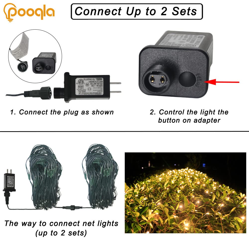 Warm White Net Lights, 360 LED Christmas Lights Outdoor, 21ft x 5ft Large Net Mesh String Lights, 8 Modes Twinkle Light Connectable Plug in for Bushes Christmas Hedge Yard Garden Party Decor