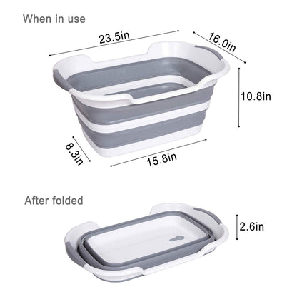 Qyuruisi Collapsible Pet Bathtub for Small Dogs and Cats Portable Bath Tub for Dog Organizer Folding Washing Tub Non Slip with Drainage Hole (Grey)