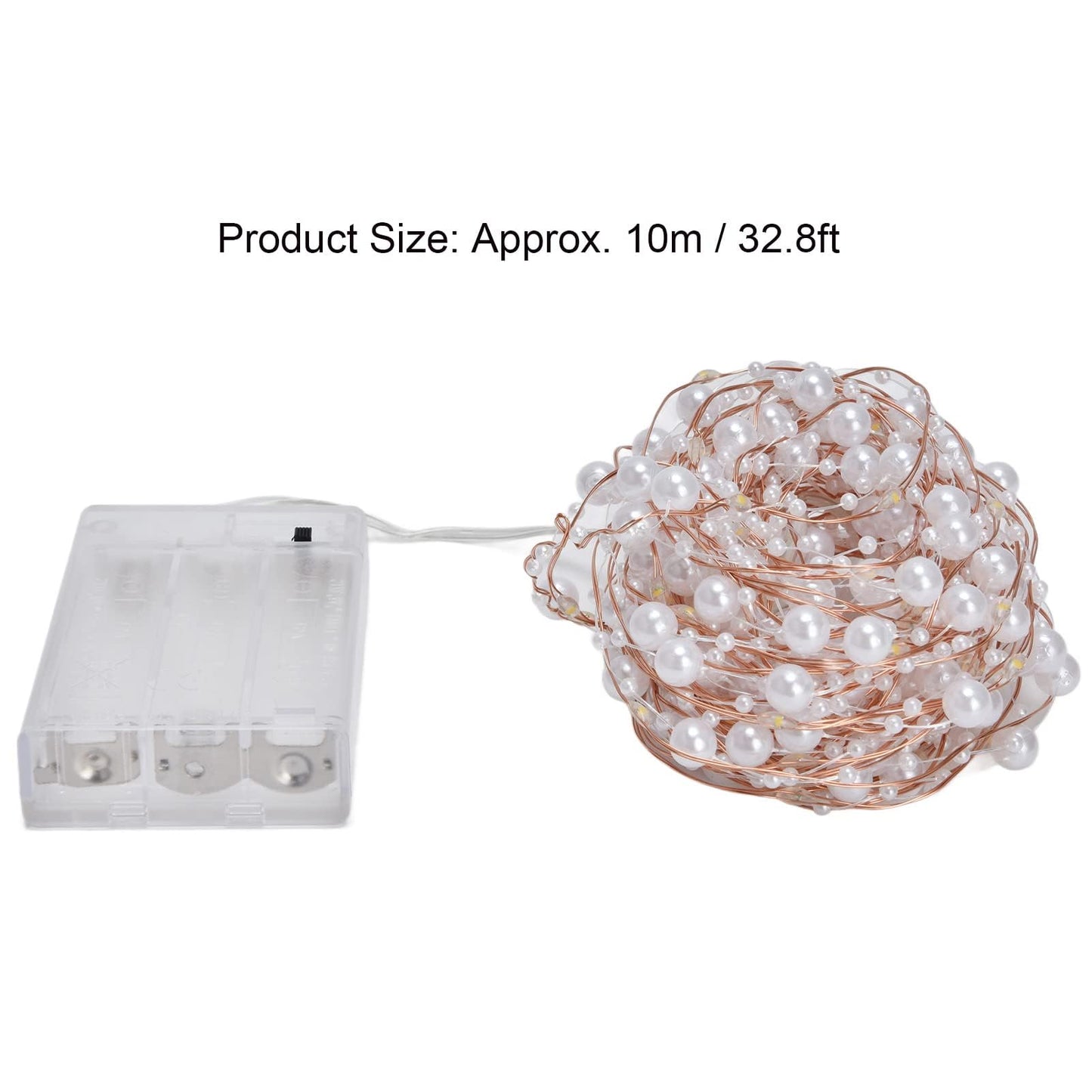 Kukyller 2PCS 32.8ft LED Fairy Lights Battery Operated, Ocean Pearl Beads String Lights, Pearl Fairy Copper Wire Lights for Home Bedroom Classroom Dorm Wedding Christmas Decor (10m)