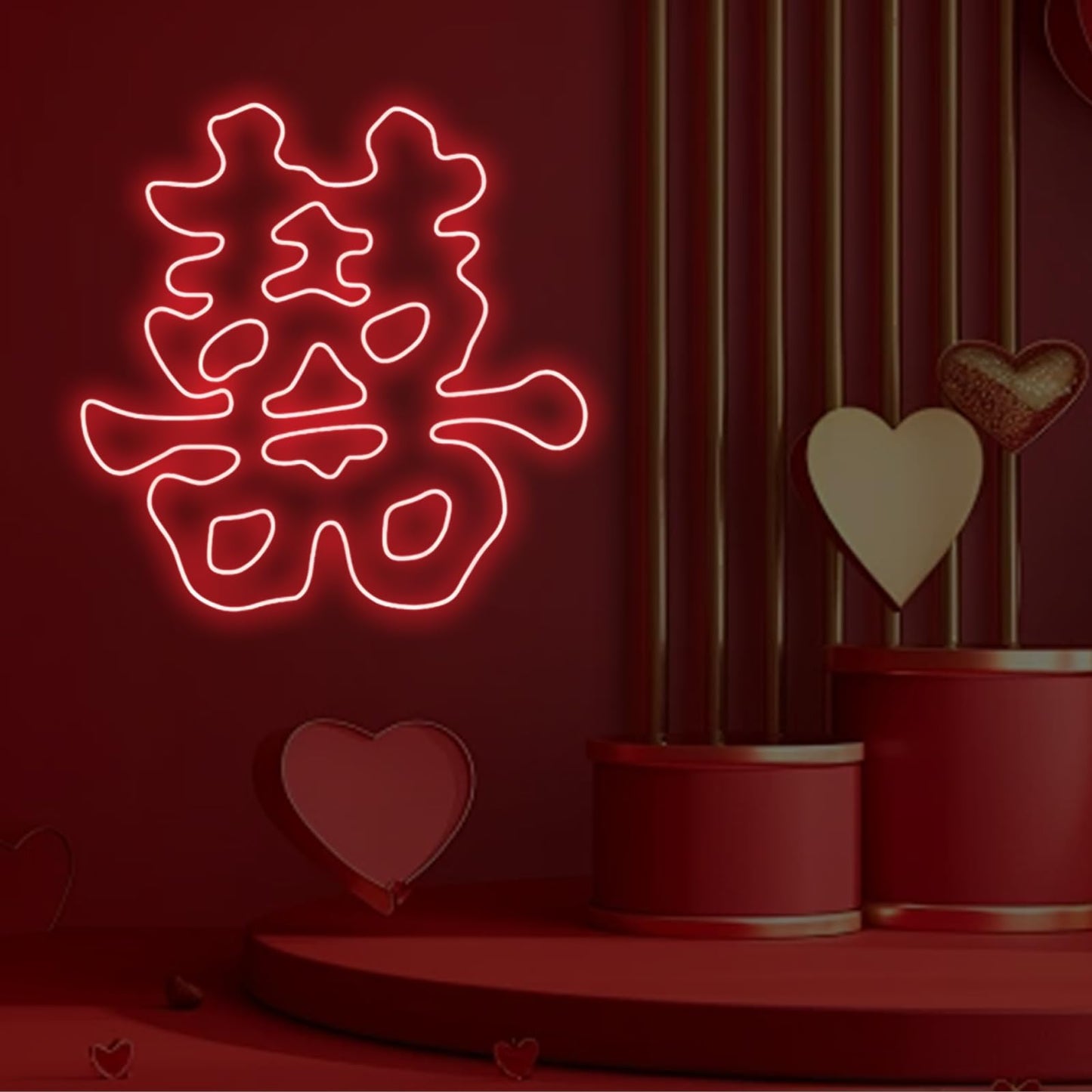 Double Happiness Chinese Character Neon Sign, Chinese Character Led Sign For Wedding Backdrop Ideas, Party, Valentines Day, Couple, Anniversary Decorations, Marriage Proposal, Wedding Gift