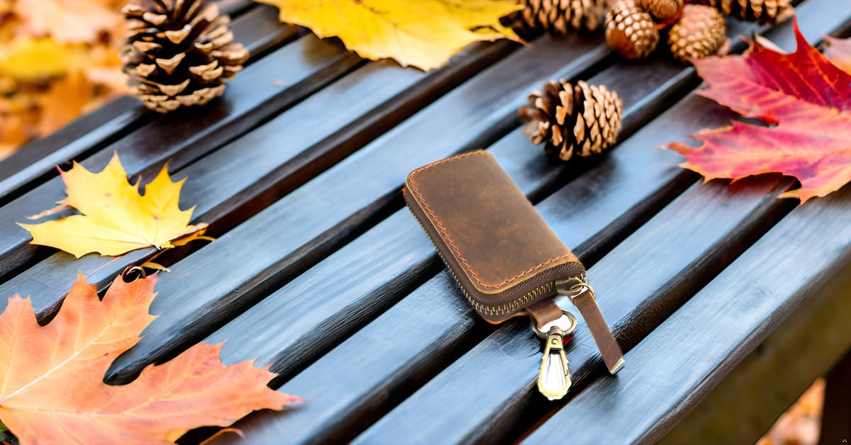 Handmade Full Grain Leather Car Key Holder & Zippered Coin Purse | Belt Loop Key Chain, Compact Earphone Holder, Multi-Functional Money Purse, Elegant Leather Accessory, Versatile Key Organizer