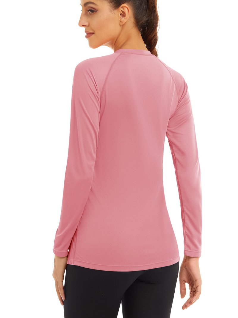 MAGCOMSEN T Shirts for Women Running Shirts Women UV Shirts for Women Workout Shirts Fishing Shirts Womens Long Sleeve Tee Athletic Shirts Grey Pink