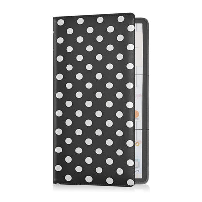 JUZIHAI Black and White Polka Dot Car Registration and Insurance Holder Glove Box Organizer Leather Vehicle Essential Document Card Wallet Accessories Case