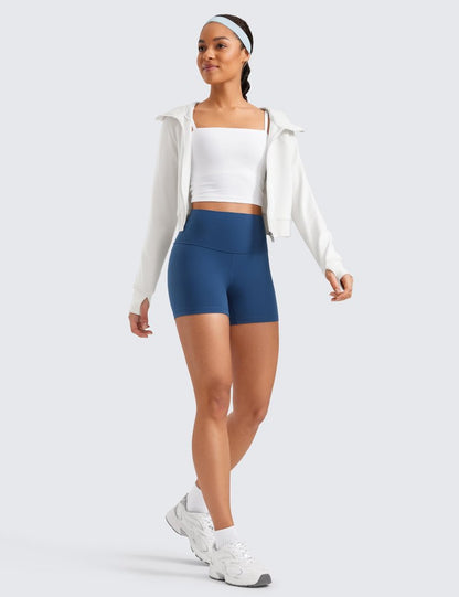 CRZ YOGA Butterluxe Biker Shorts 4'' - High Waisted Booty Workout Volleyball Yoga Womens Spandex French Navy Medium