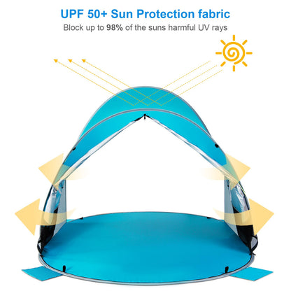 WolfWise UPF 50+ Easy Pop Up 3-4 Person Beach Tent Sport Umbrella Instant Sun Shelter Tent Sun Shade Canopy