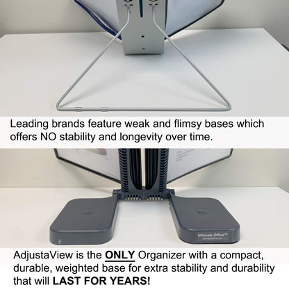 Ultimate Office AdjustaView 20-Pocket Desk Reference Organizer with Easy-Load Pockets and Compact Weighted Base for Stability, Black Pockets
