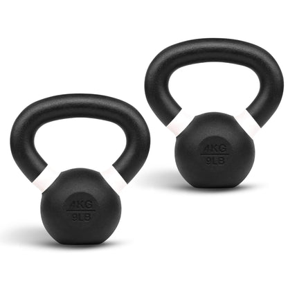Yes4All Powder Coated Kettlebell, Cast Iron Core Kettlebells with Non-Slip Handle & Flat Bottom for Conditioning, Heavy Duty for Strength Training, 9lb to 71lb - Single & Pair