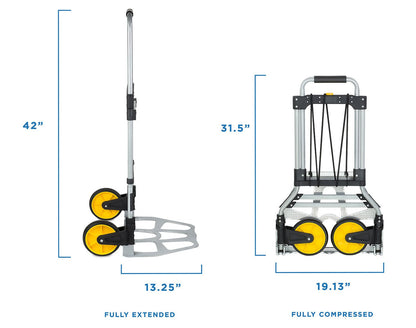 Mount-It! Folding Hand Truck and Personal Dolly, Aluminum Trolley, Heavy Duty 264 Lb Capacity Cart, Dolly Cart with Wheels of Durable Rubber, Soft Grip Telescoping Handle for Indoor Outdoor, Foldable