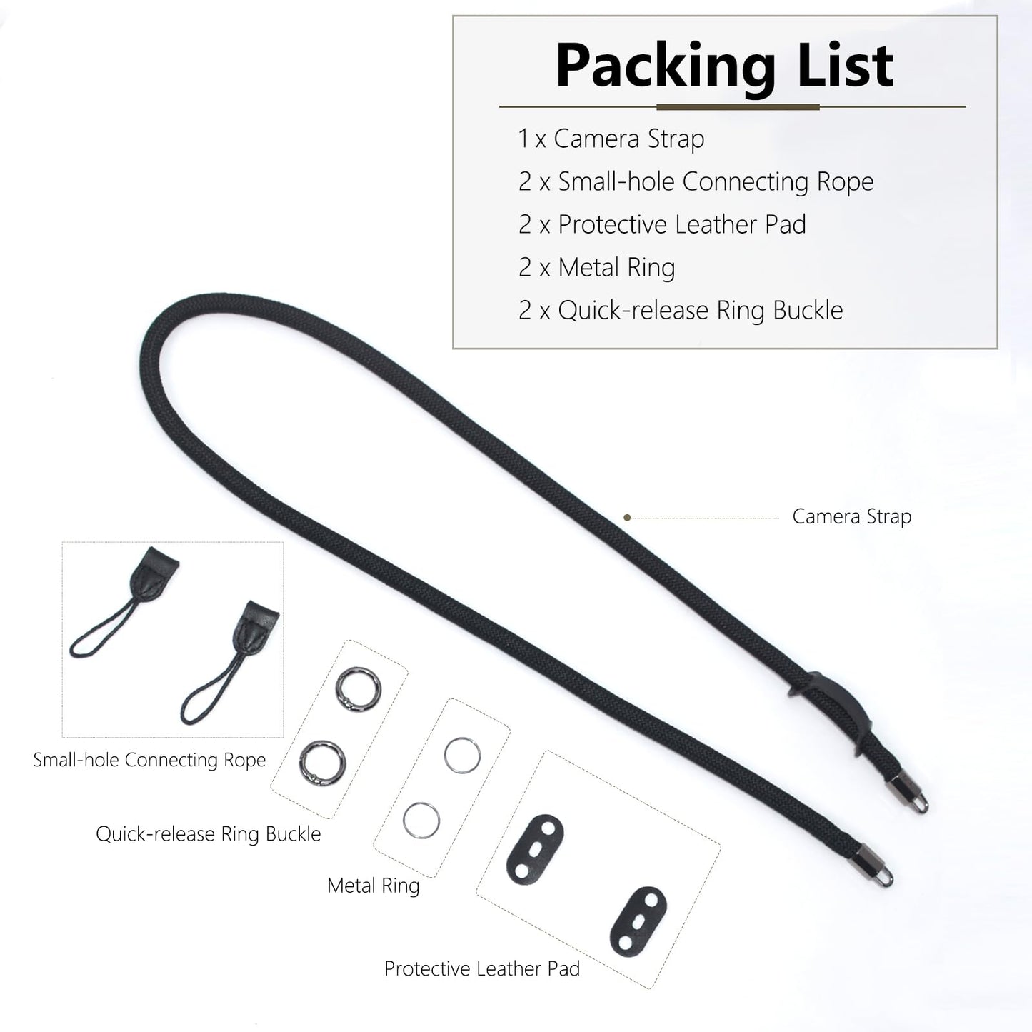 Aisnyho Universal Camera Shoulder Strap,Neck Camera Strap for Mirrorless DSLR SLR Camera,for Fuji X-M5 X100VI XT5 XT50 XT30 XT20 XT1 XT2 XT3 XT4, Black, One Size