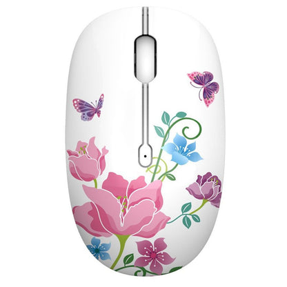 TENMOS M101 Wireless Mouse Cute Silent Computer Mice with USB Receiver, 2.4G Optical Wireless Travel Mouse 1600 DPI for Laptop, Notebook, PC, Computer (Butterfly)
