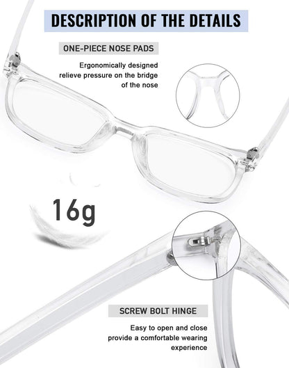 PANNER Oversized Square Blue Light Blocking Glasses for Women Men Anti Glare Reduce Eyestrain Computer Glasses(Clear)