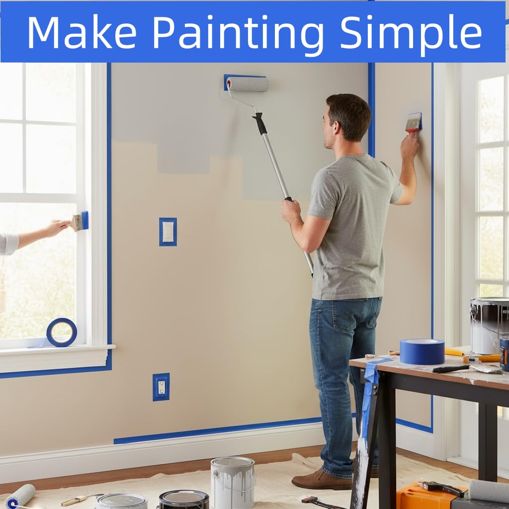 HALFOPM Painters Tape 2 Inch Wide, 10 Rolls Blue Masking Tape for Painting, Walls, Crafts & Home Improvement - 55 Yards per Roll