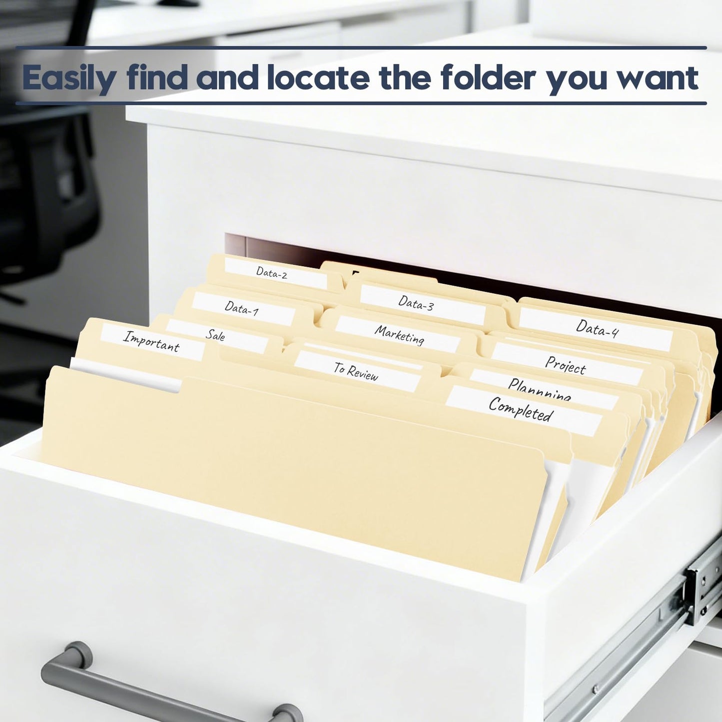 Manila File Folders, 150 Pack Bulk, Letter Size 8.5" x 11", 1/3 Cut Tabs in Assorted Positions, Includes Blank Labels, Sturdy Paper Stock for Office Business School Home Use,Manila