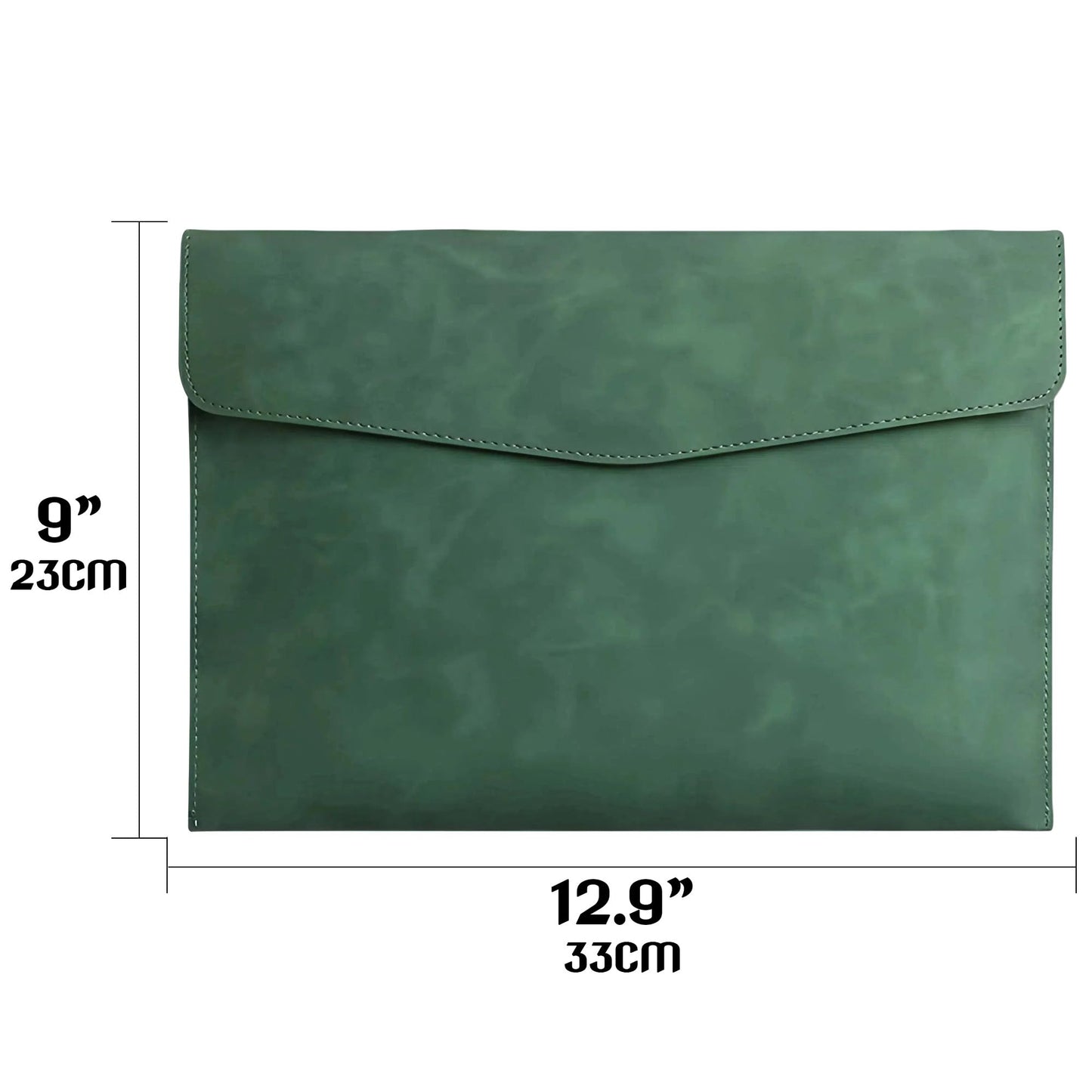 HannaFires 2PCS Dark Green Faux Leather Laptop Sleeve – Portable Document Organizer Folder for Laptop, A4 Papers, Files, Business Documents, Travel & Office Use