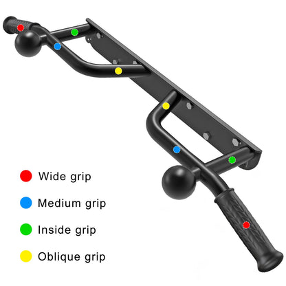Kipika Heavy Duty Wall Mounted Pull Up Bar, Ball Finger Grip Training, 1 3/10" Durable Steel Tubing, 5 Hand Grip, 38" Wide, 6" Wall to Bar Spacing, More Stable 6 Hole
