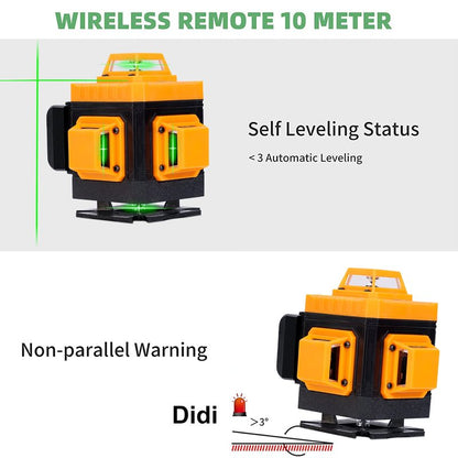 Laser Level Self-Leveling 4 x 360° - 4D Green Cross Bright Line Laser 100ft Range - Lazer Leveler Tool for Drop Ceiling, Picture Hanging, Tile Installation, Indoor DIY & Construction