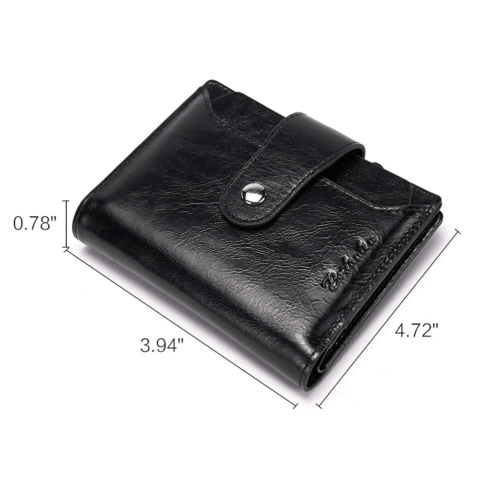BOSTANTEN Women Leather Wallet RFID Blocking Small Bifold Zipper Pocket Wallets Card Case Purse with ID Window